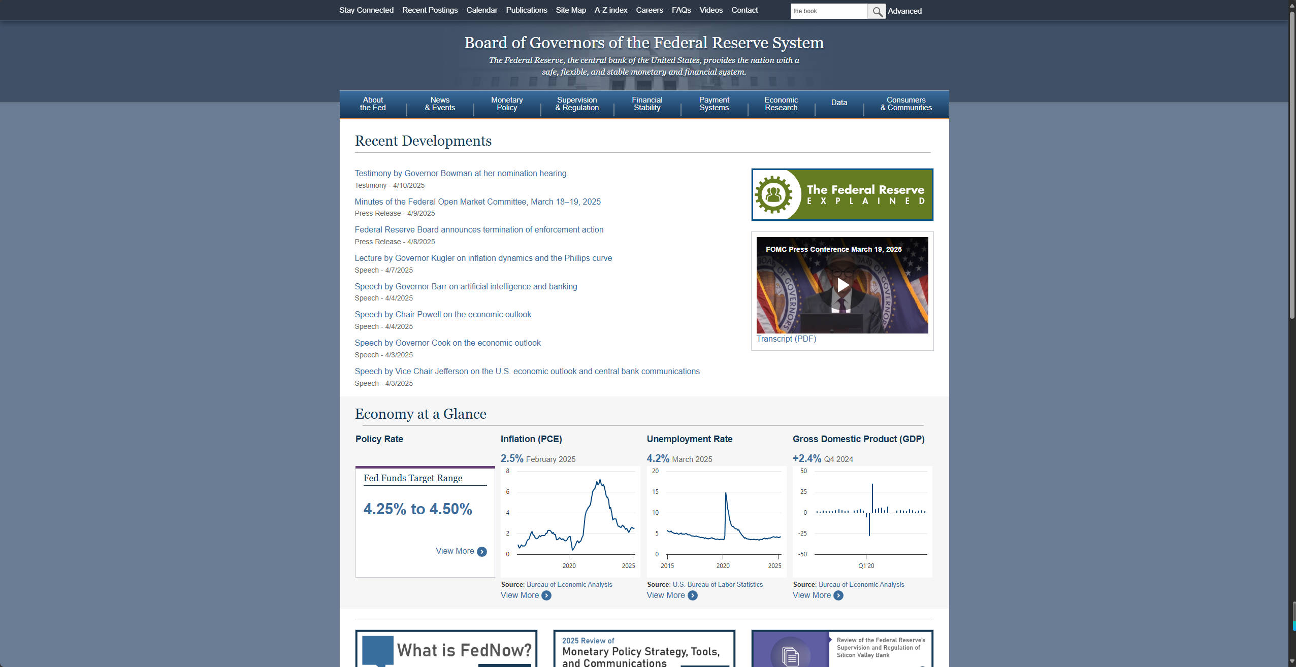 【网站】Federal Reserve Board