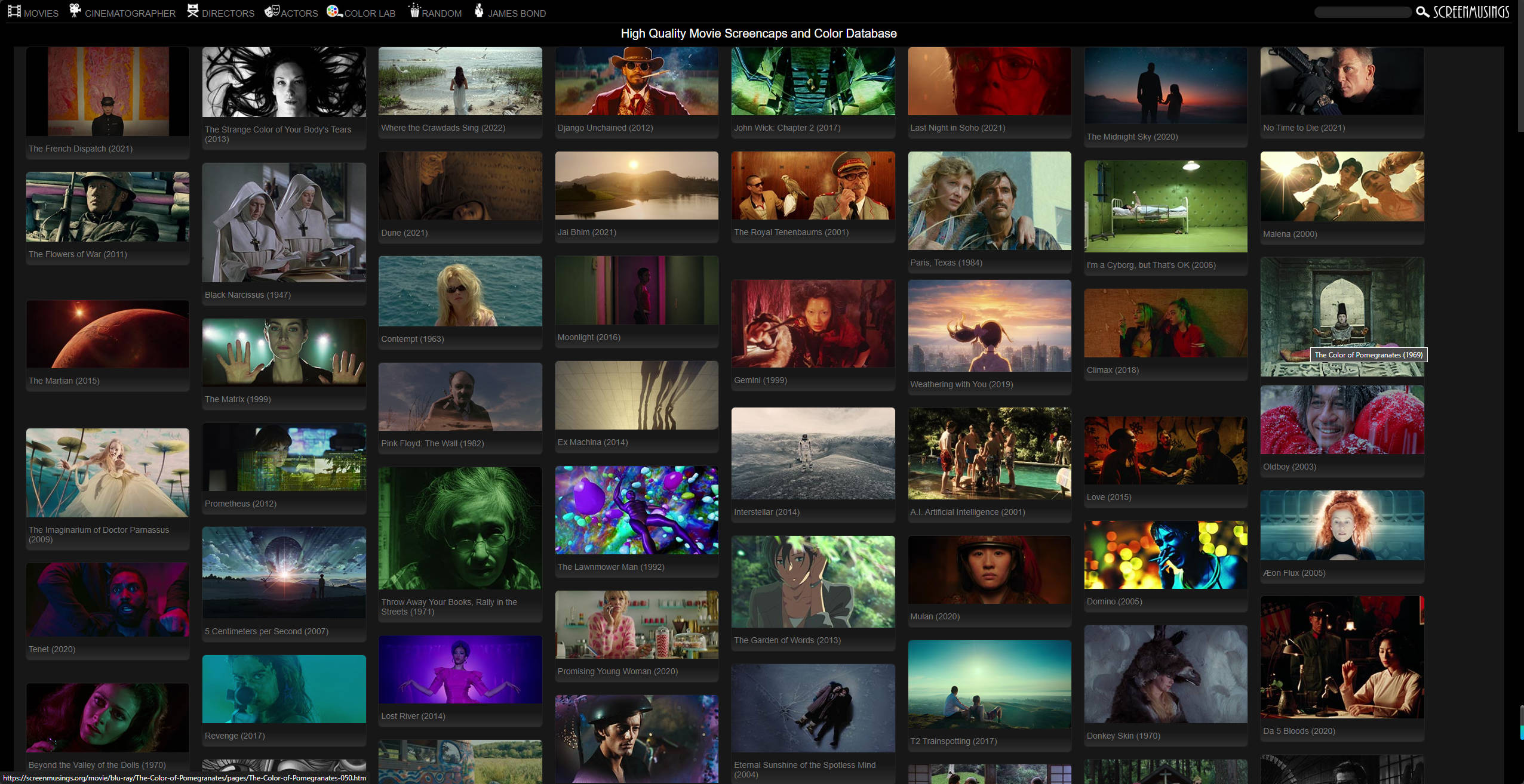 【网站】High Quality Movie Screencaps and Color Database