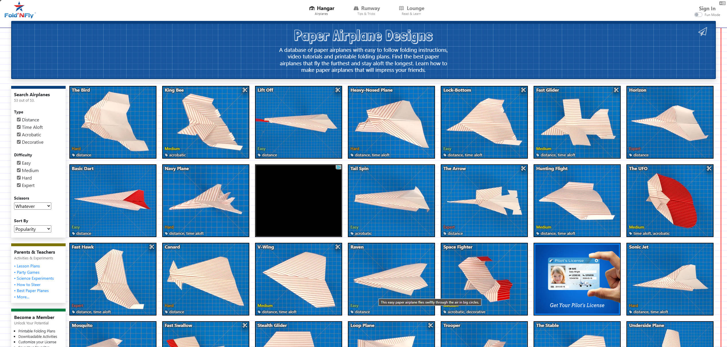 【网站】Fold 'N Fly » Paper Airplane Folding Instructions