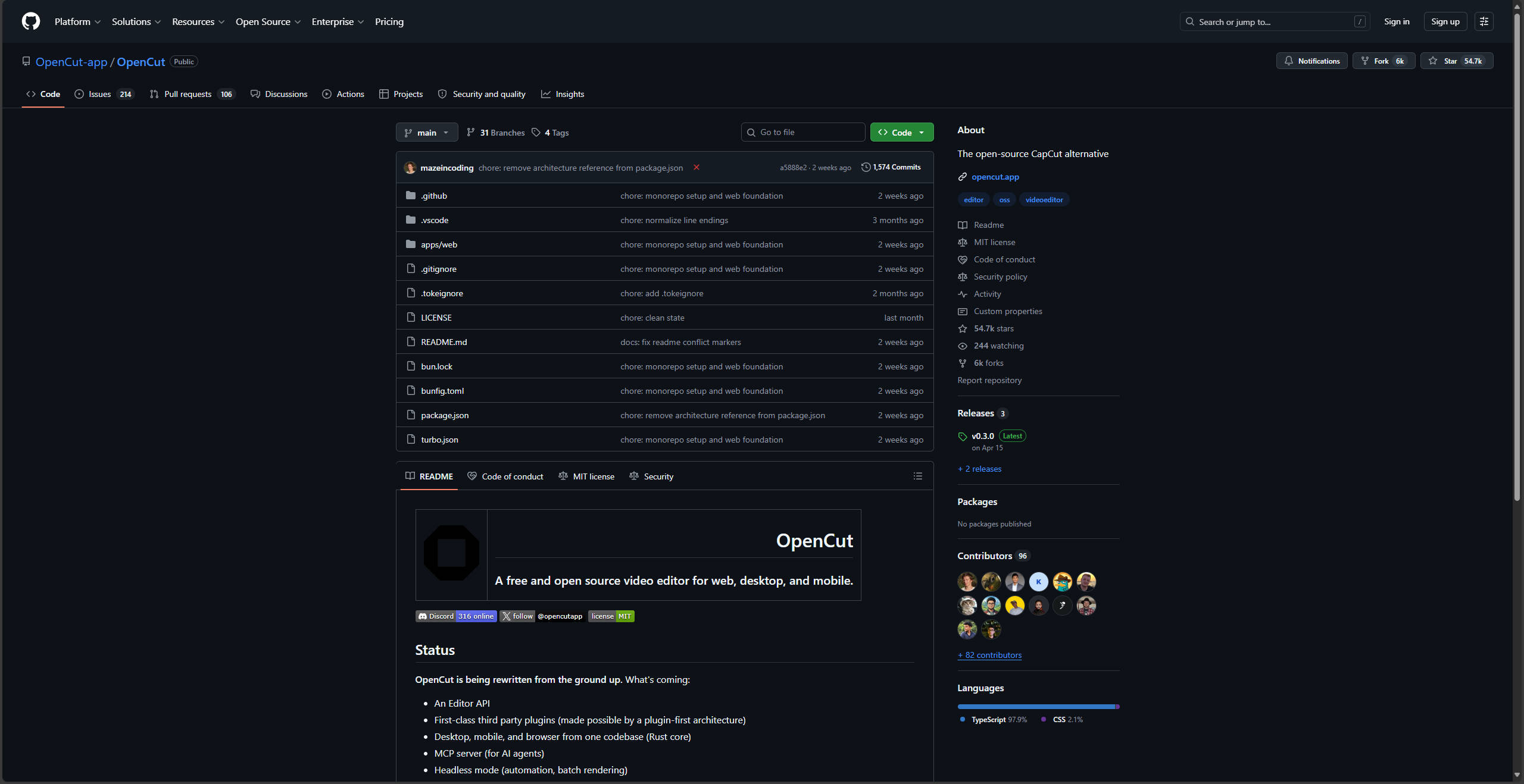 【Github】OpenCut