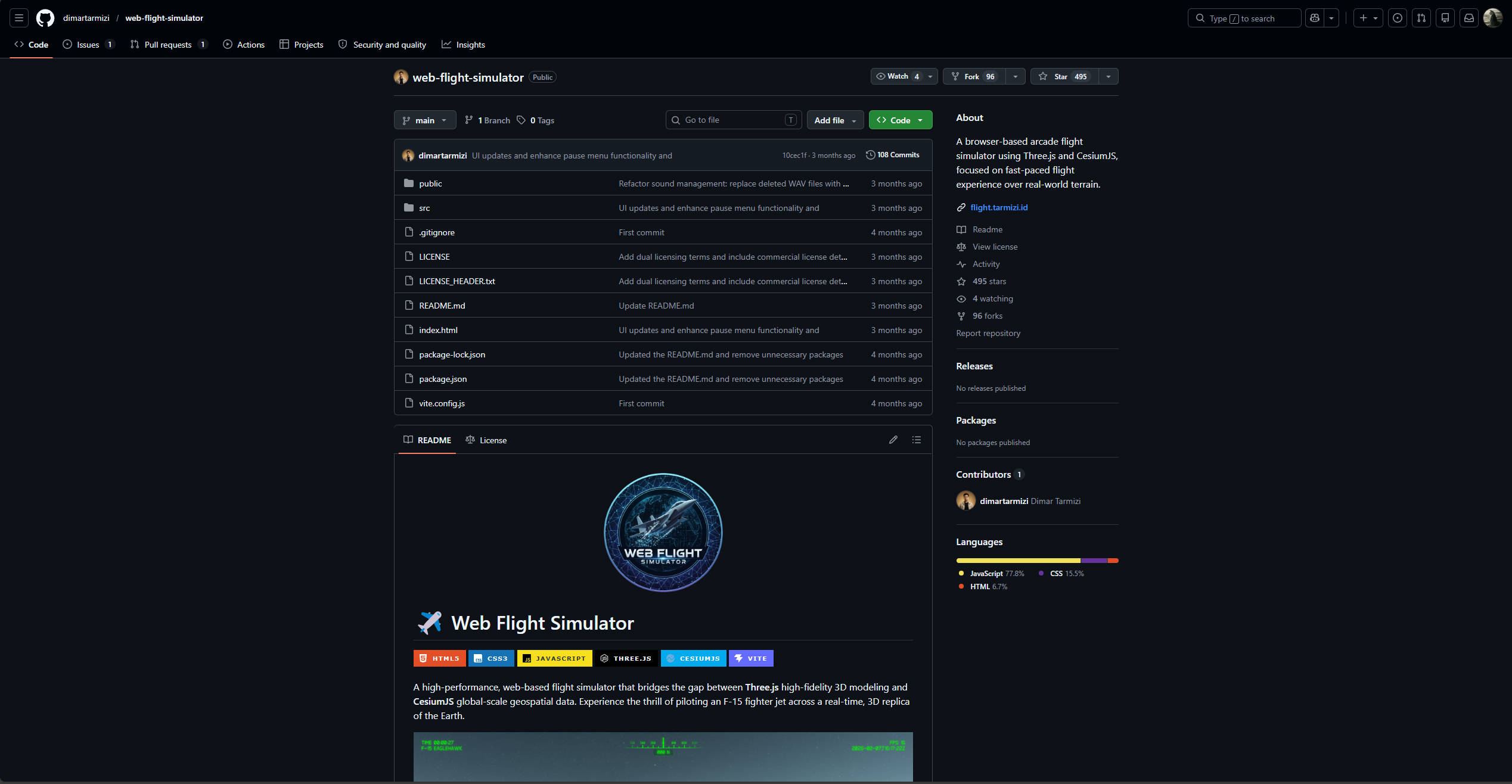 【Github】web-flight-simulator