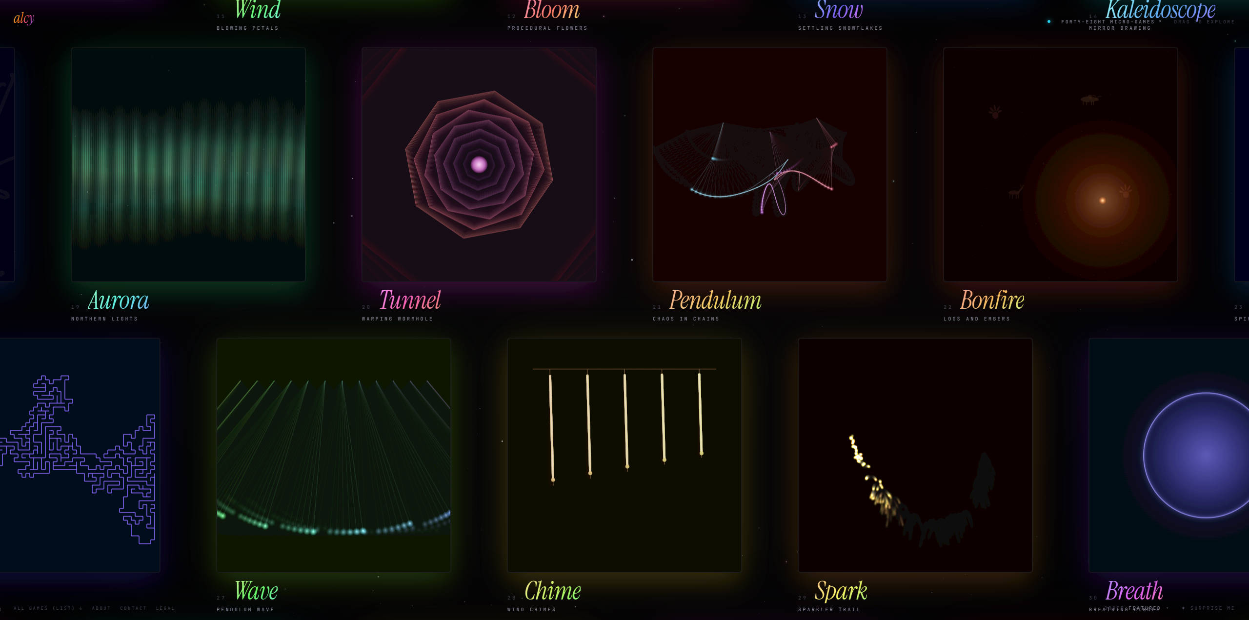 【网站】Alcy — forty-eight relaxing little games in your browser