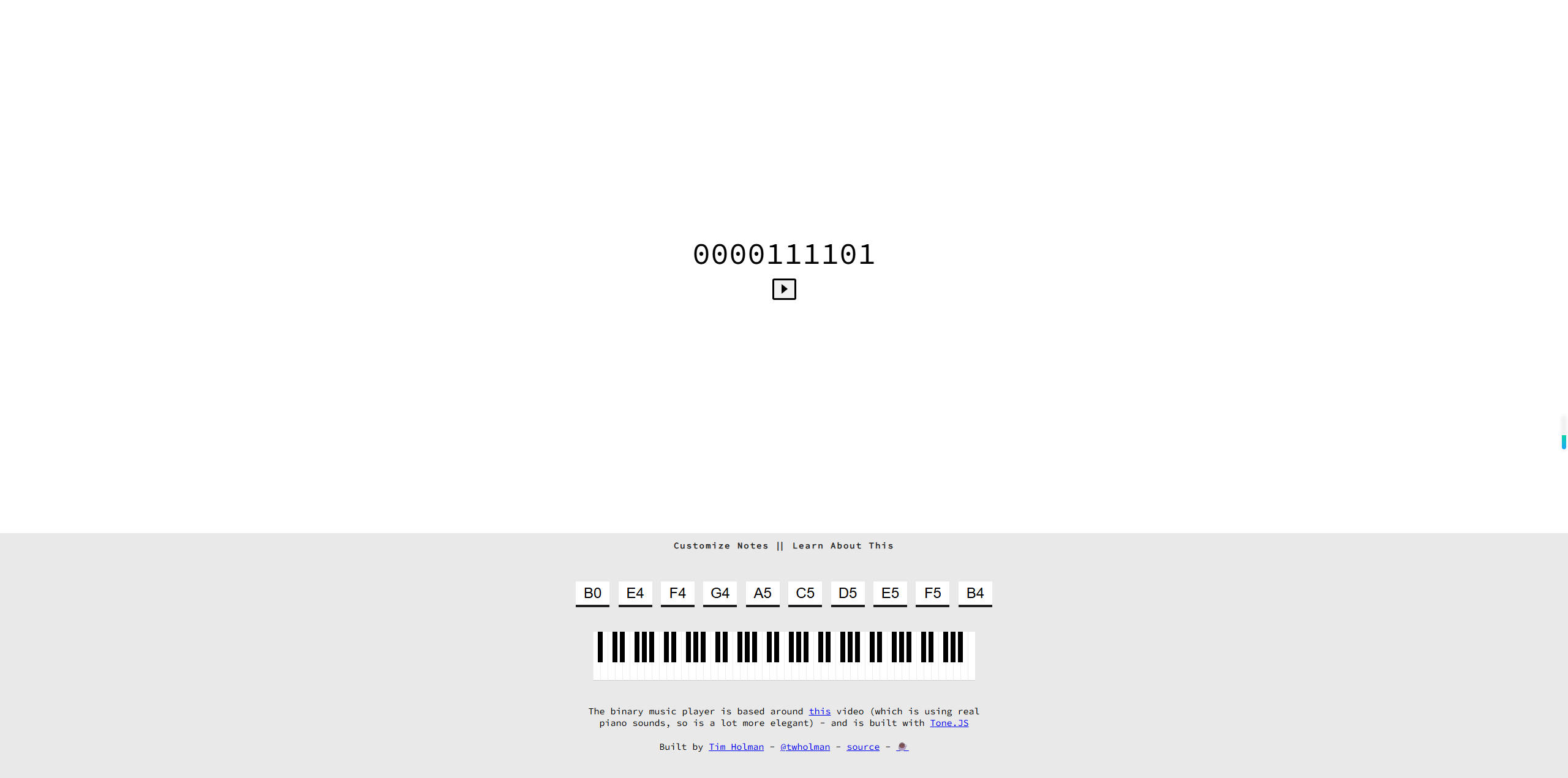 【网站】Binary Music Player