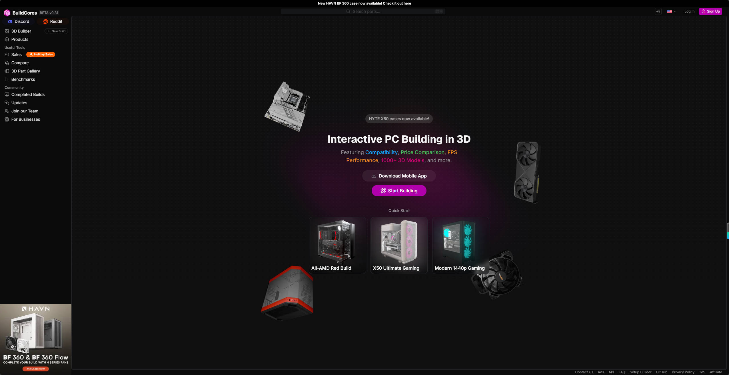 【网站】BuildCores: 3D PC Builder and Part Picker
