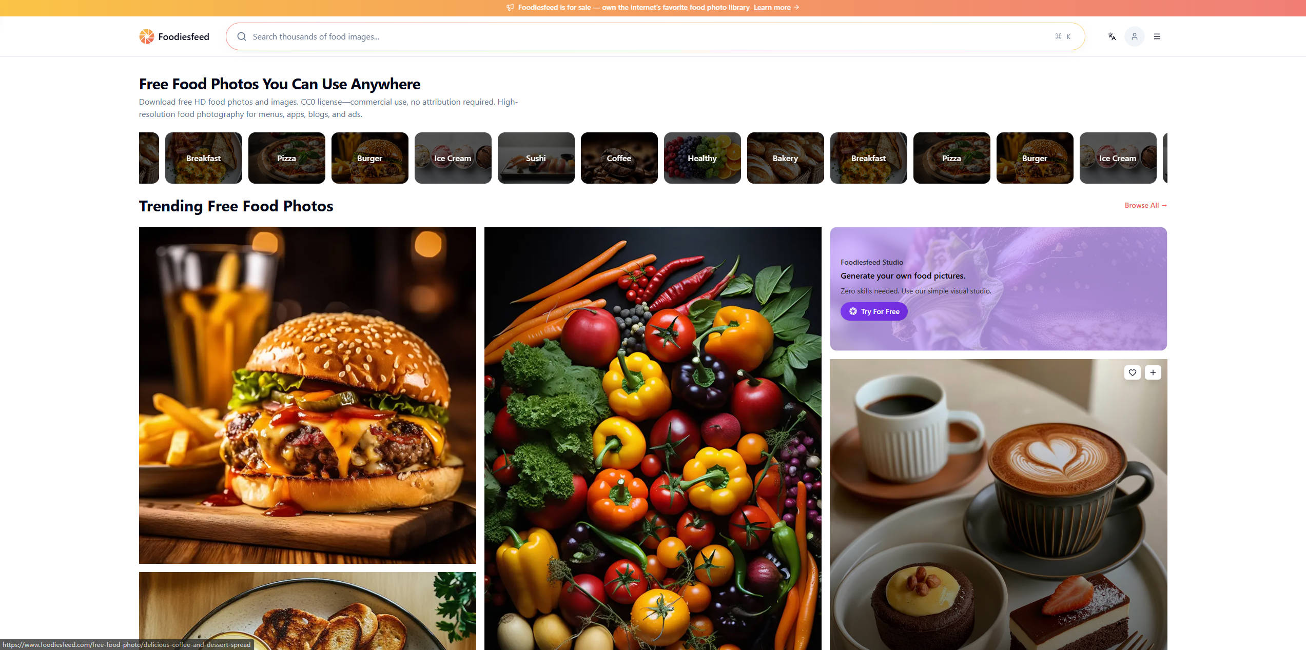 【网站】Free Food Photos Images — HD CC0 Stock | Foodiesfeed