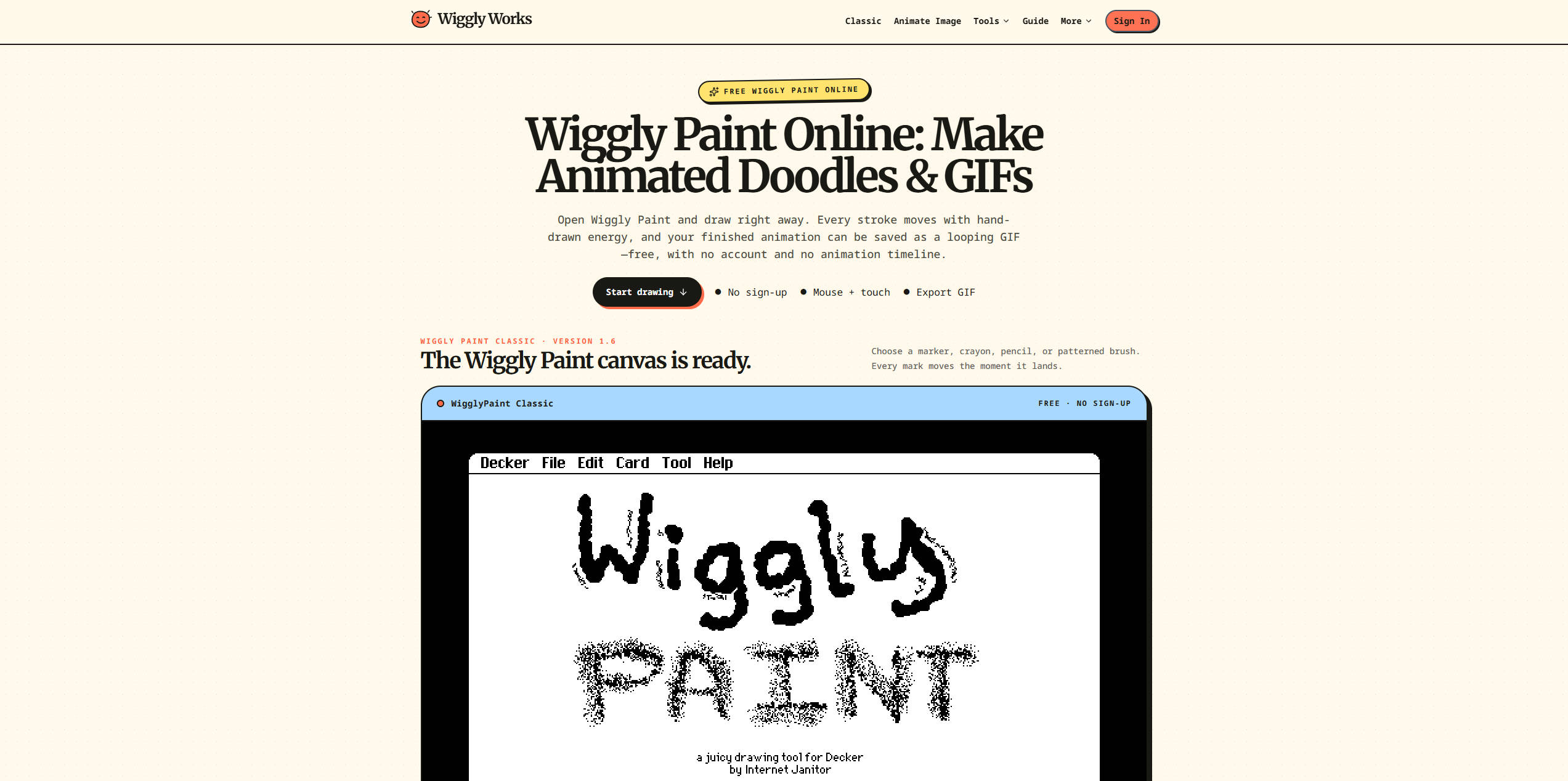 【网站】Wiggly Paint Online — Animated Doodle GIF Maker | Wiggly Works