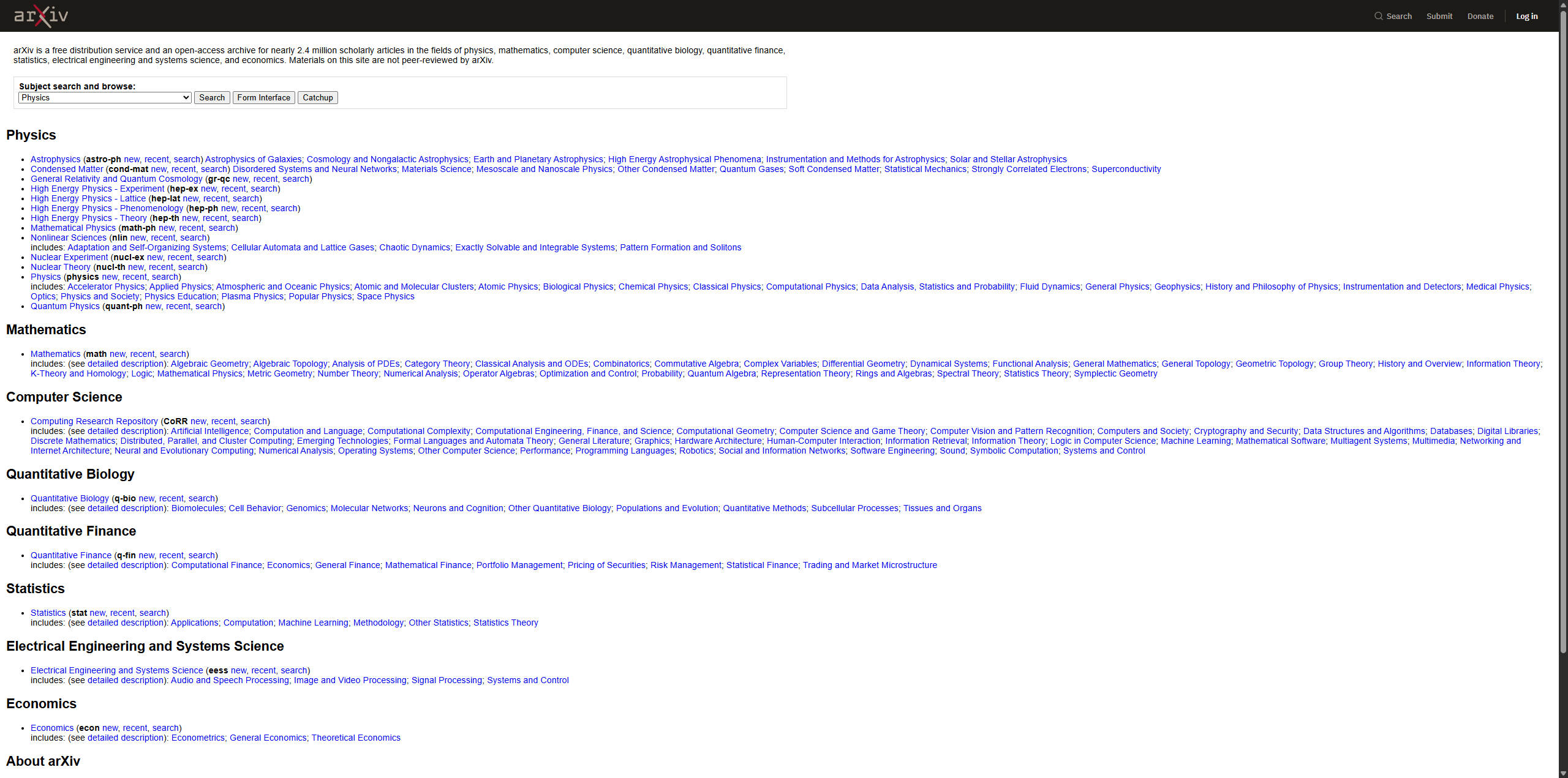 【网站】arXiv.org e-Print archive