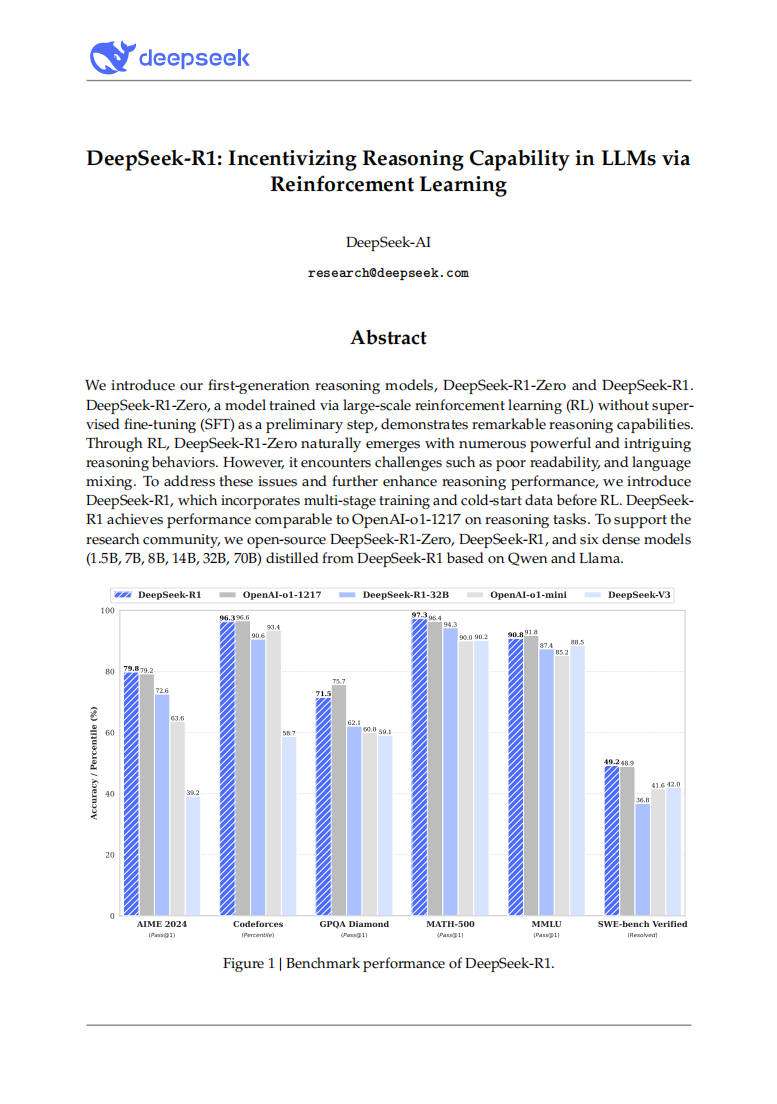 【论文】DeepSeek-R1: Incentivizing Reasoning Capability in LLMs via Reinforcement Learning